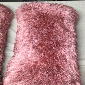 Luxurious Pink Shag Accent Pillow